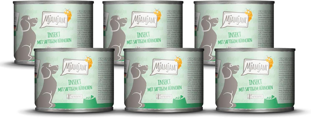 MjAMjAM Katzenfutter Nassfutter Insekt mit saftigem Huehnchen 6x200 g