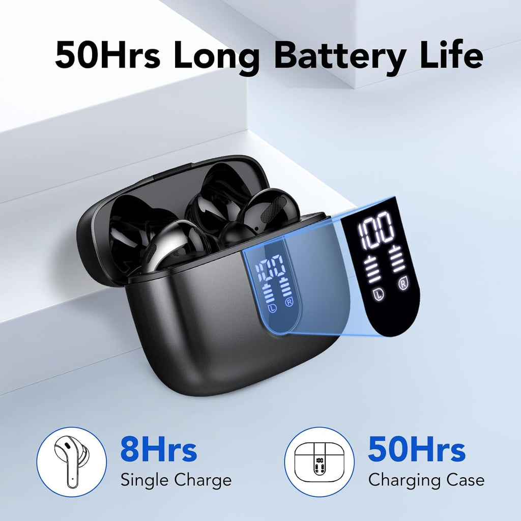 IKT Bluetooth In-Ear Kopfhoerer 5.3 kabellos ENC 50 h Akku IPX7 USB-C