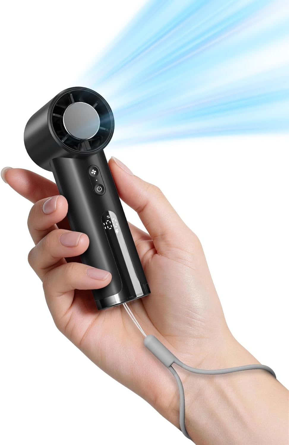 Handventilator Mini wiederaufladbar USB schwarz - Tragbarer Tischventilator fuer