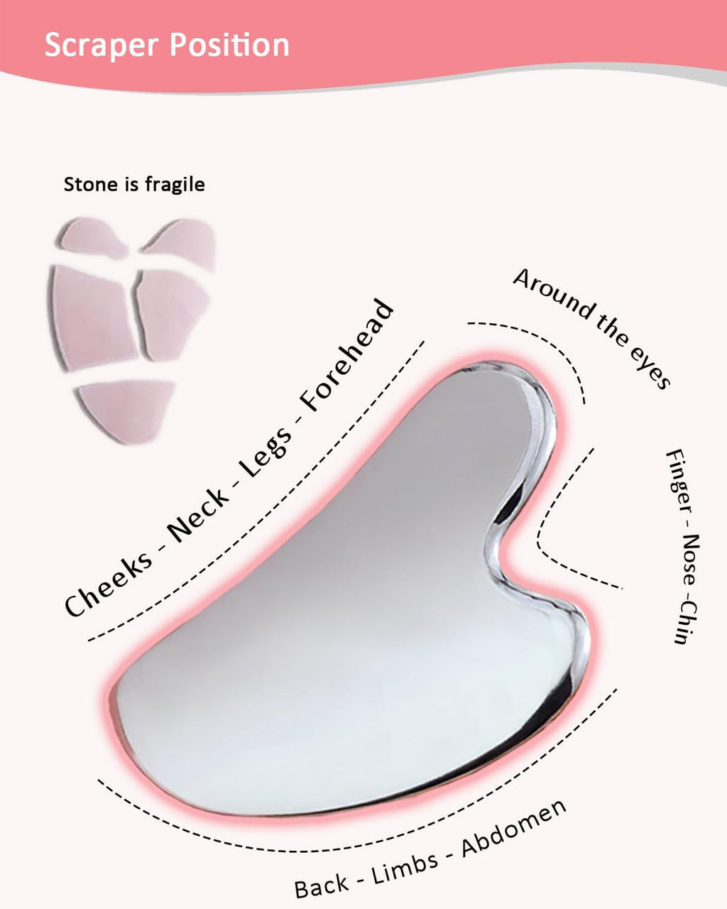 Gua Sha Edelstahl Massagegeraet Gesicht Lymphdrainage Koerper