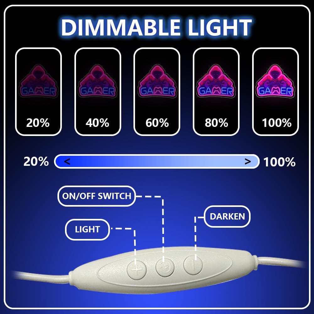 Gamingzone LED Neon Schild ‚Game Zone‘ Wanddekoration fuer Gamer Teens