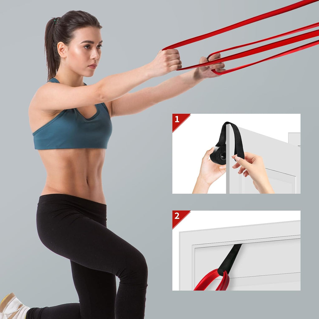 Widerstandsband Set 3 Stufen mit Tueranker und Tasche fuer Fitness Yoga Pilates