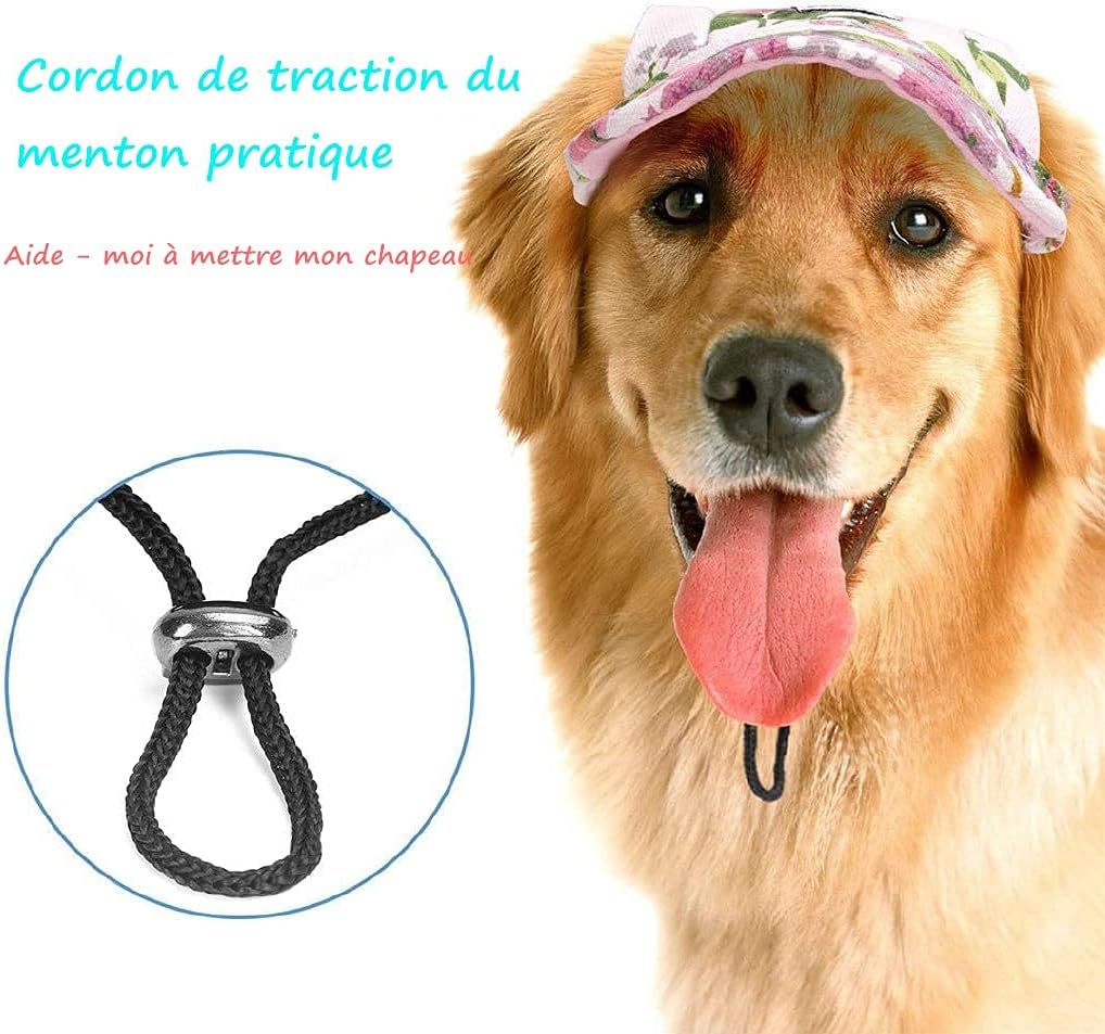 LATRAT Hunde Baseballmuetze verstellbar mit Ohrloechern Sonnenschutz S-XL Blau