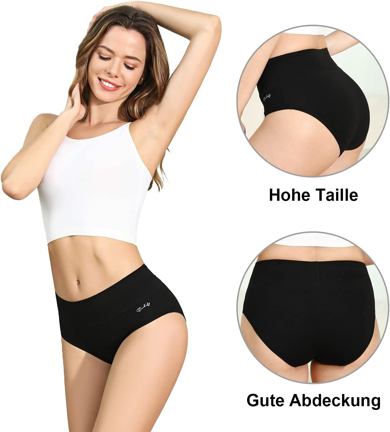 anqier Damen Unterhosen 5er Pack Baumwolle Stretch hohe Taille XS-3XL