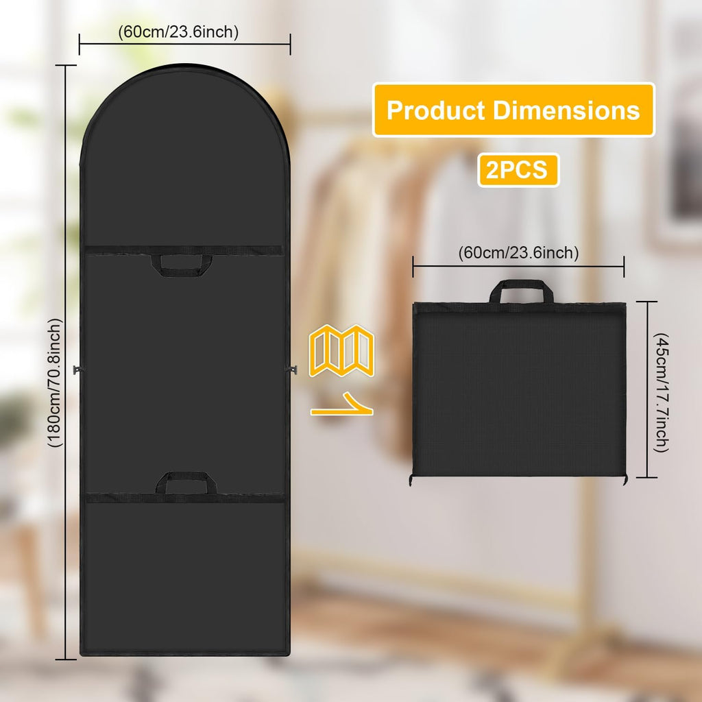 2er Set Kleidersaecke 180x60 cm faltbar staubdicht Schwarz