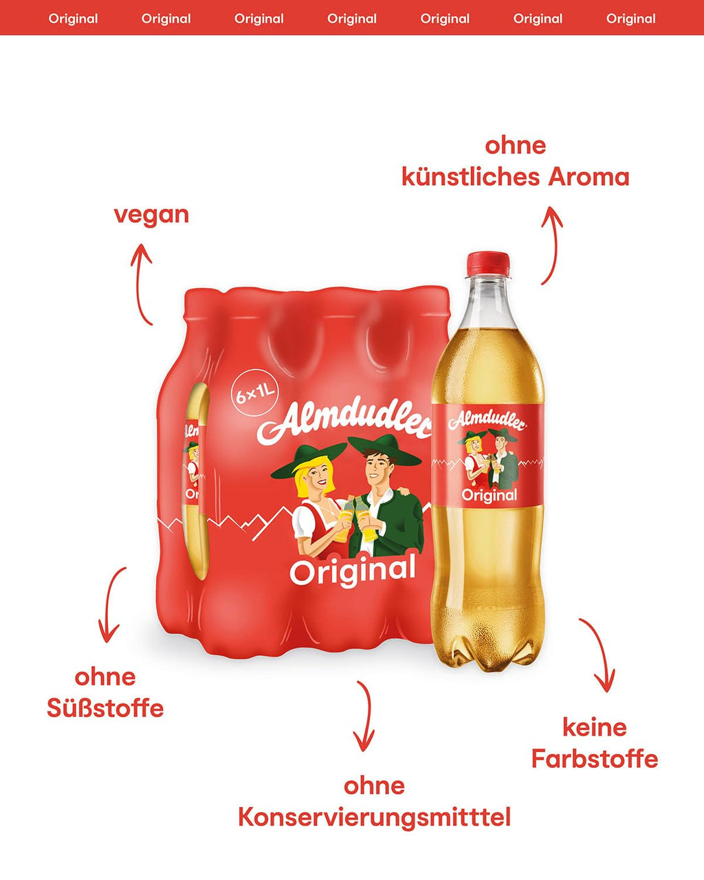 Almdudler zuckerfrei Alpenkraeuter Limonade 6 x, verschiedene Sorten