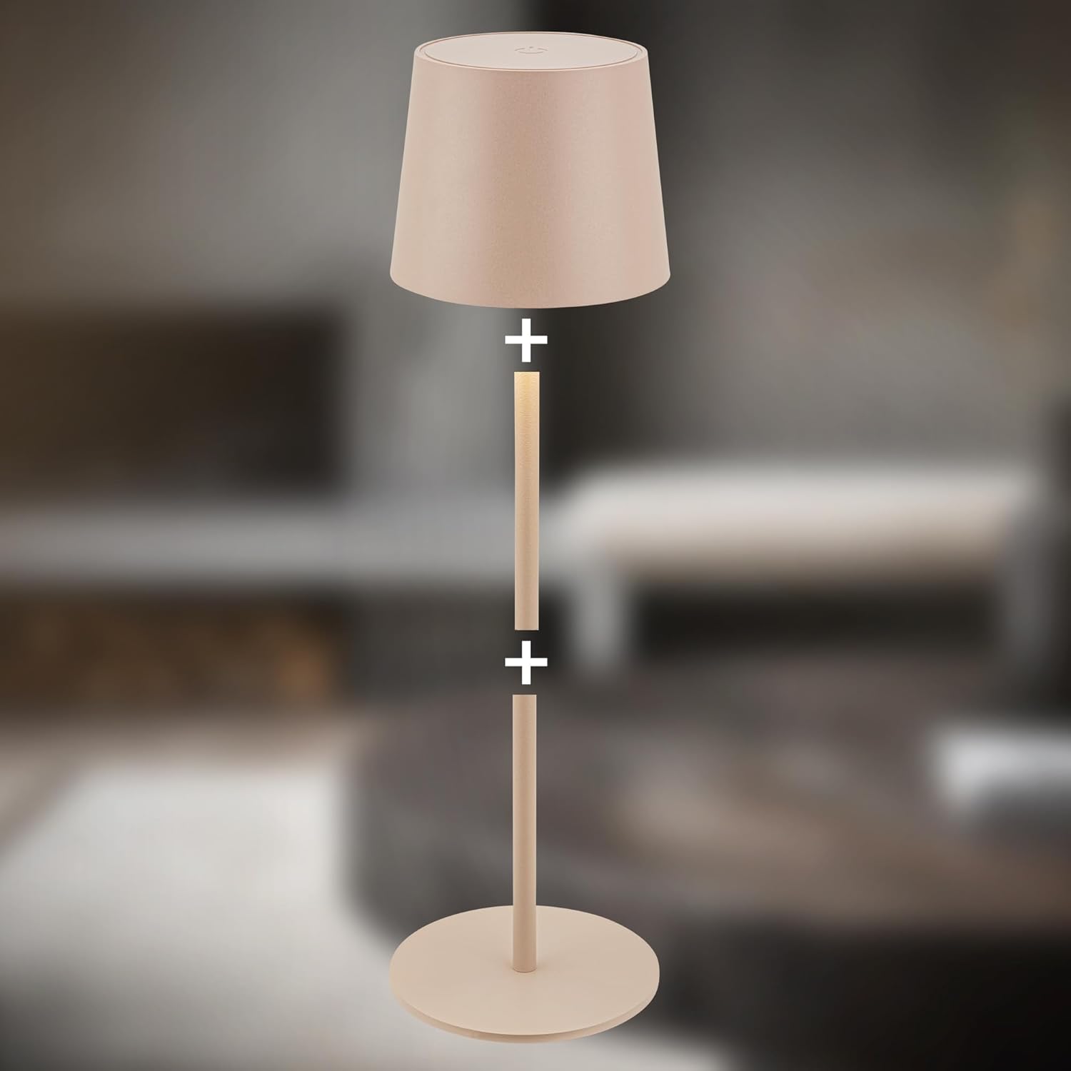 Briloner LED Tischlampe kabellos dimmbar Touch Akku IP44 beige 11x34,5 cm