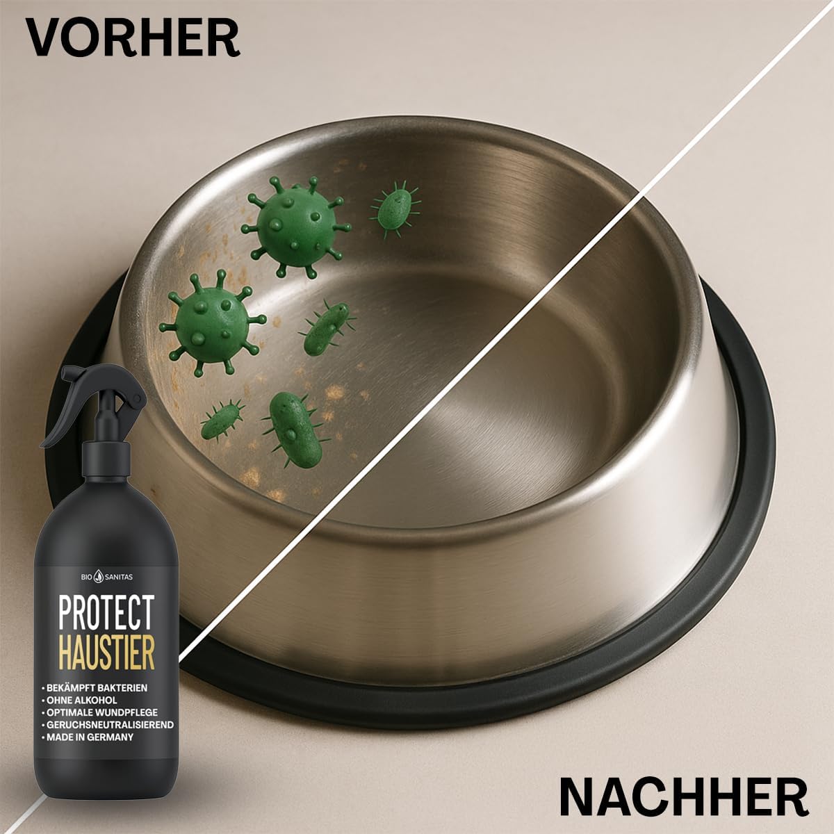 PROTECT Haustier Desinfektionsspray 500 ml alkoholfrei für Hunde und Katzen