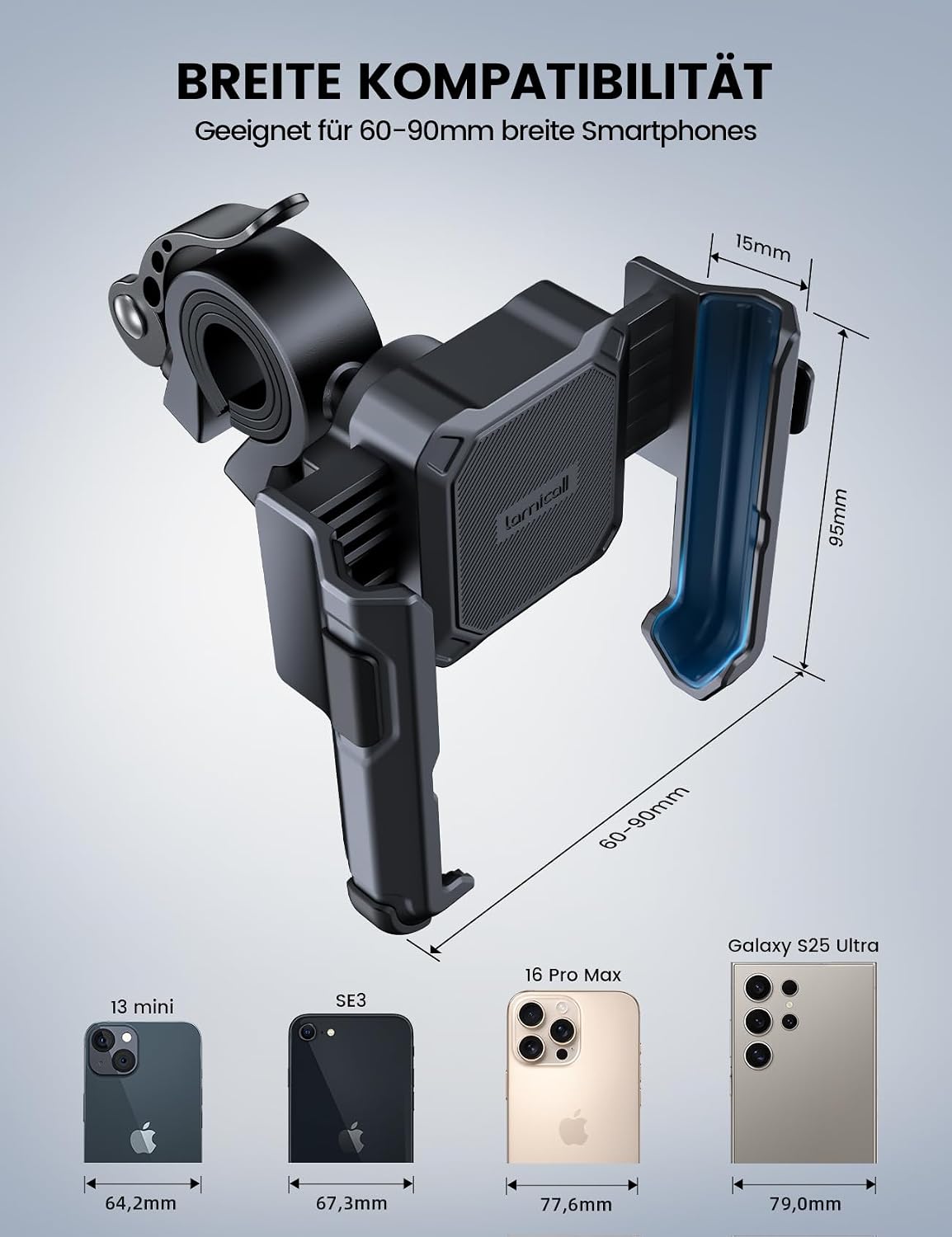 Fahrrad Lenkerhalterung 360° drehbar fuer Smartphone Universal