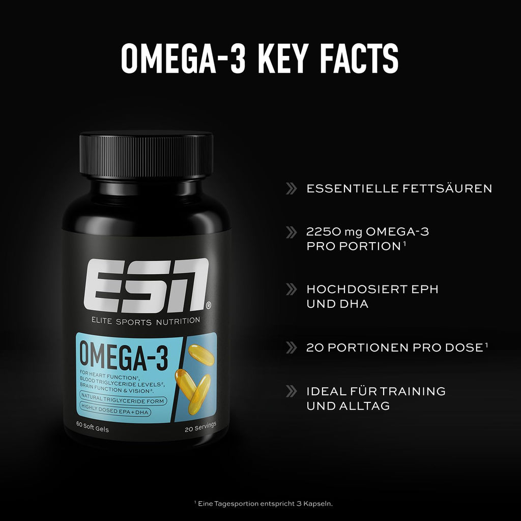 ESN Omega-3 Fischoel 60 - 300 Kapseln 1200 mg EPA 900 mg DHA Tagesdosis
