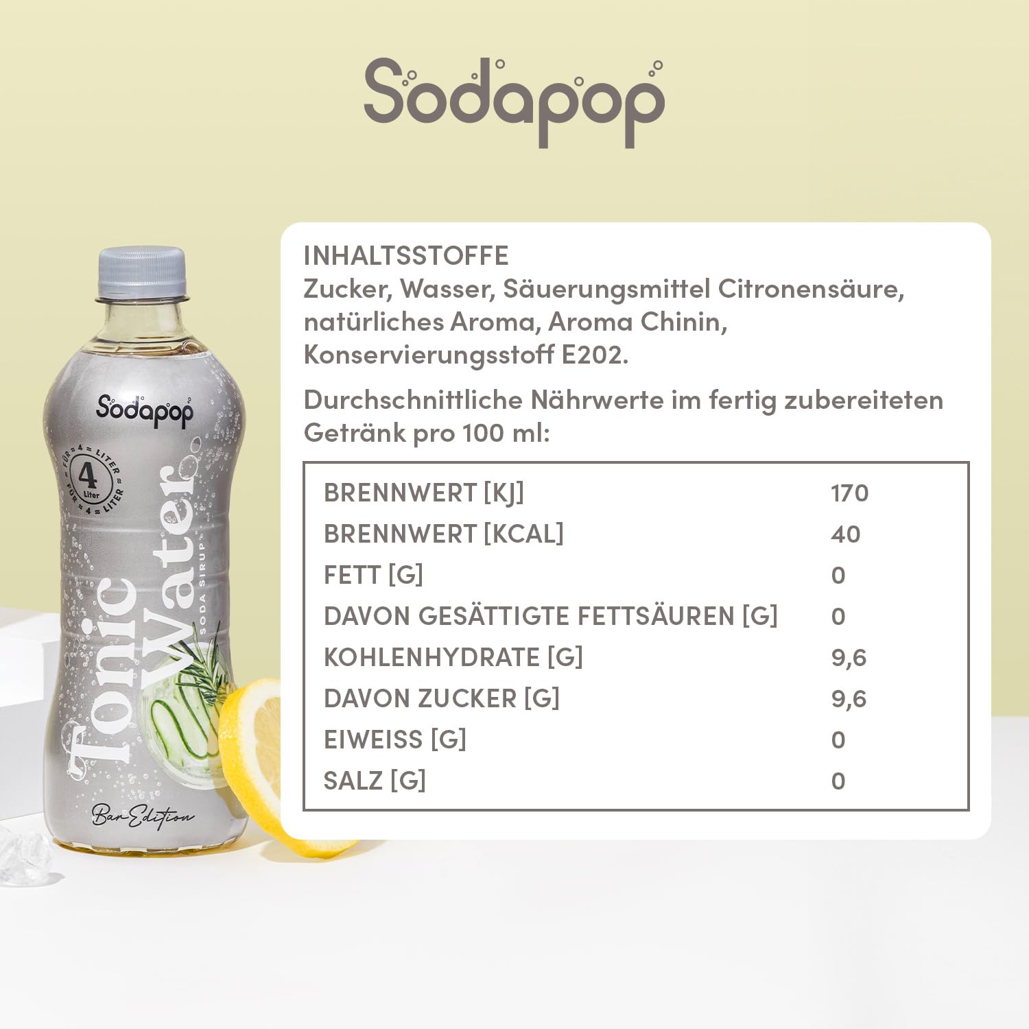 Sodapop Tonic Water Sirup Bar Edition 500 ml