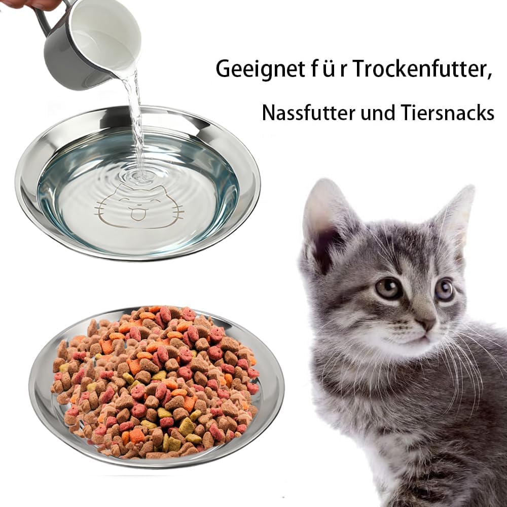 6x Katzennapf Edelstahl 14 cm Futternapf Wassernapf Katze Hund Set