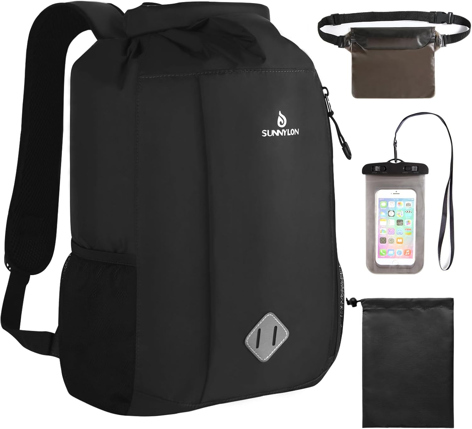 Dry Bag Rucksack 20L wasserdicht IPX8 Rolltop mit Handyhuelle fuer Kajak Strand