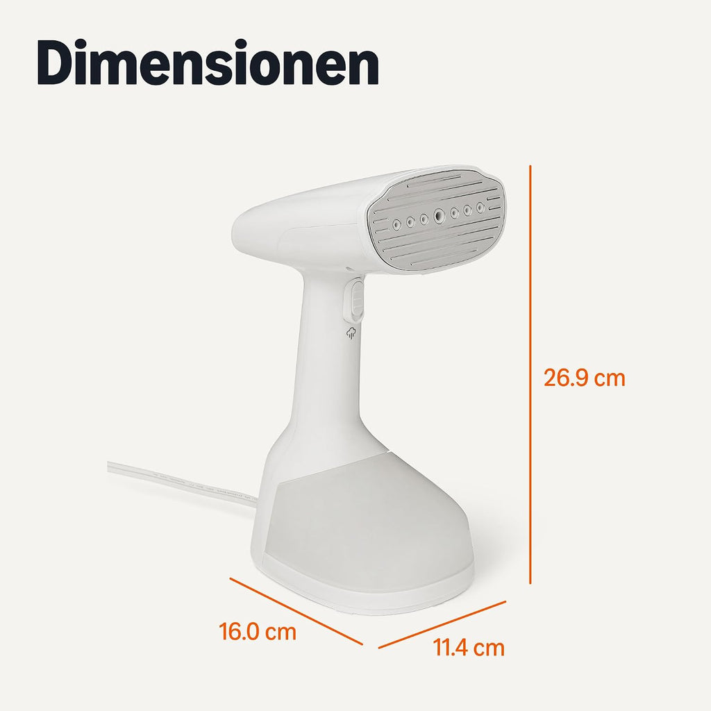 Dampfglaetter 1500 W Handgeraet mit Turbo-Funktion & 2 Aufsaetzen Weiss