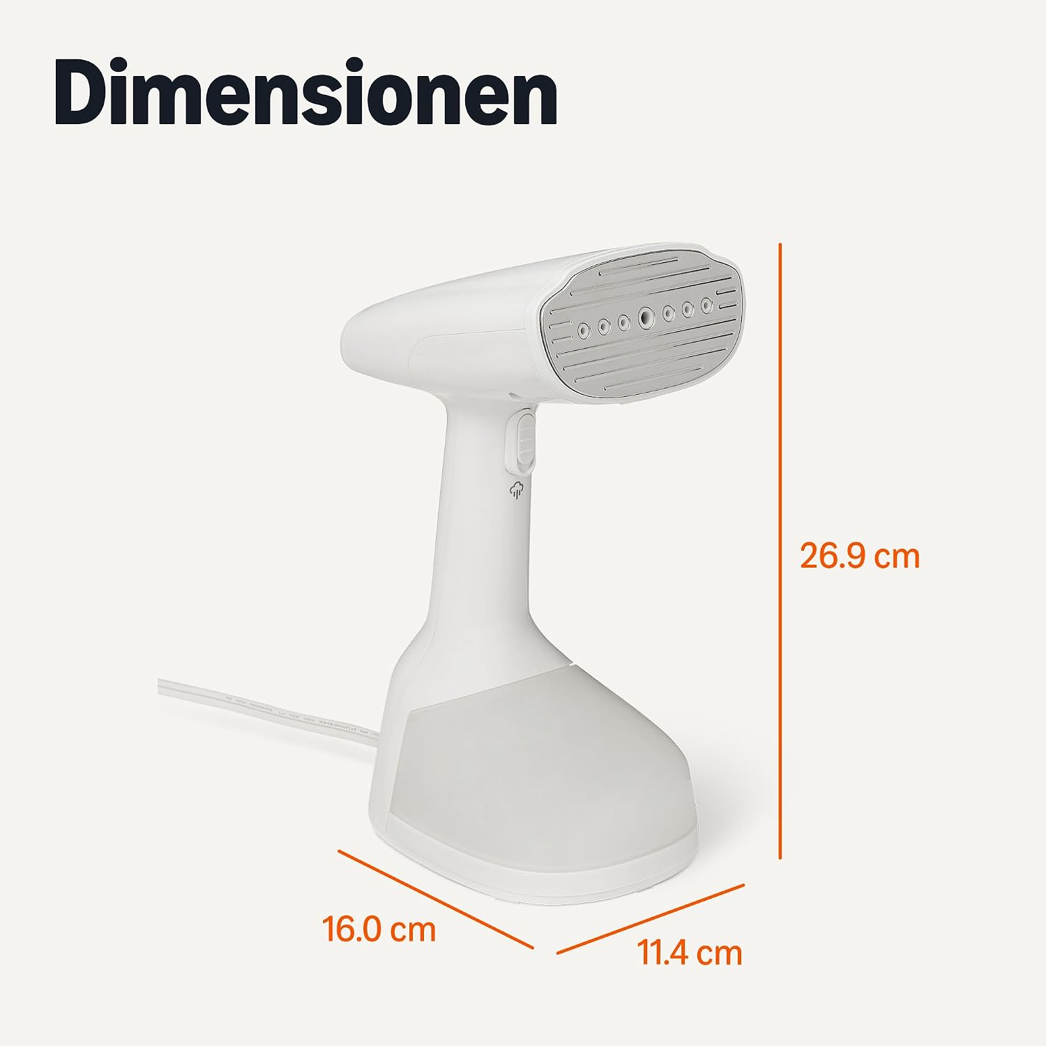 Dampfglaetter 1500 W Handgeraet mit Turbo-Funktion & 2 Aufsaetzen Weiss