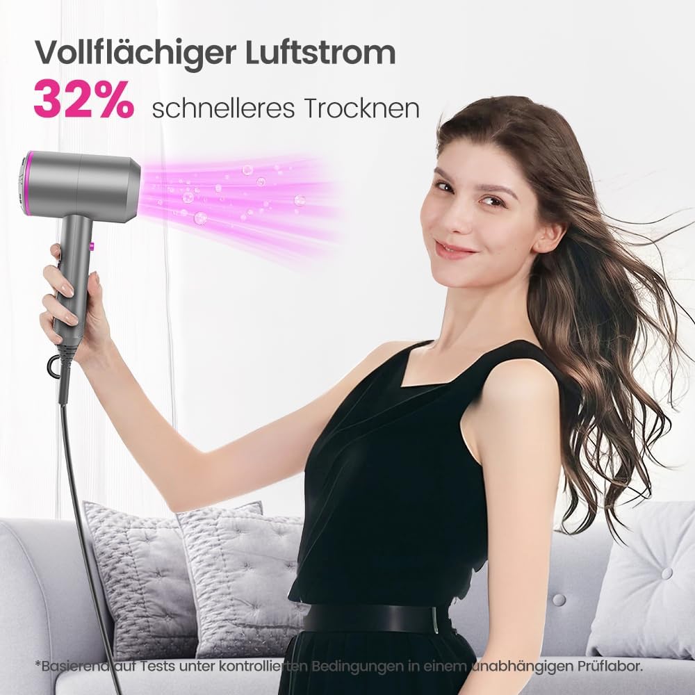 Ionen Haartrockner mit AC Motor, 3 Stufen, Diffusor inklusive