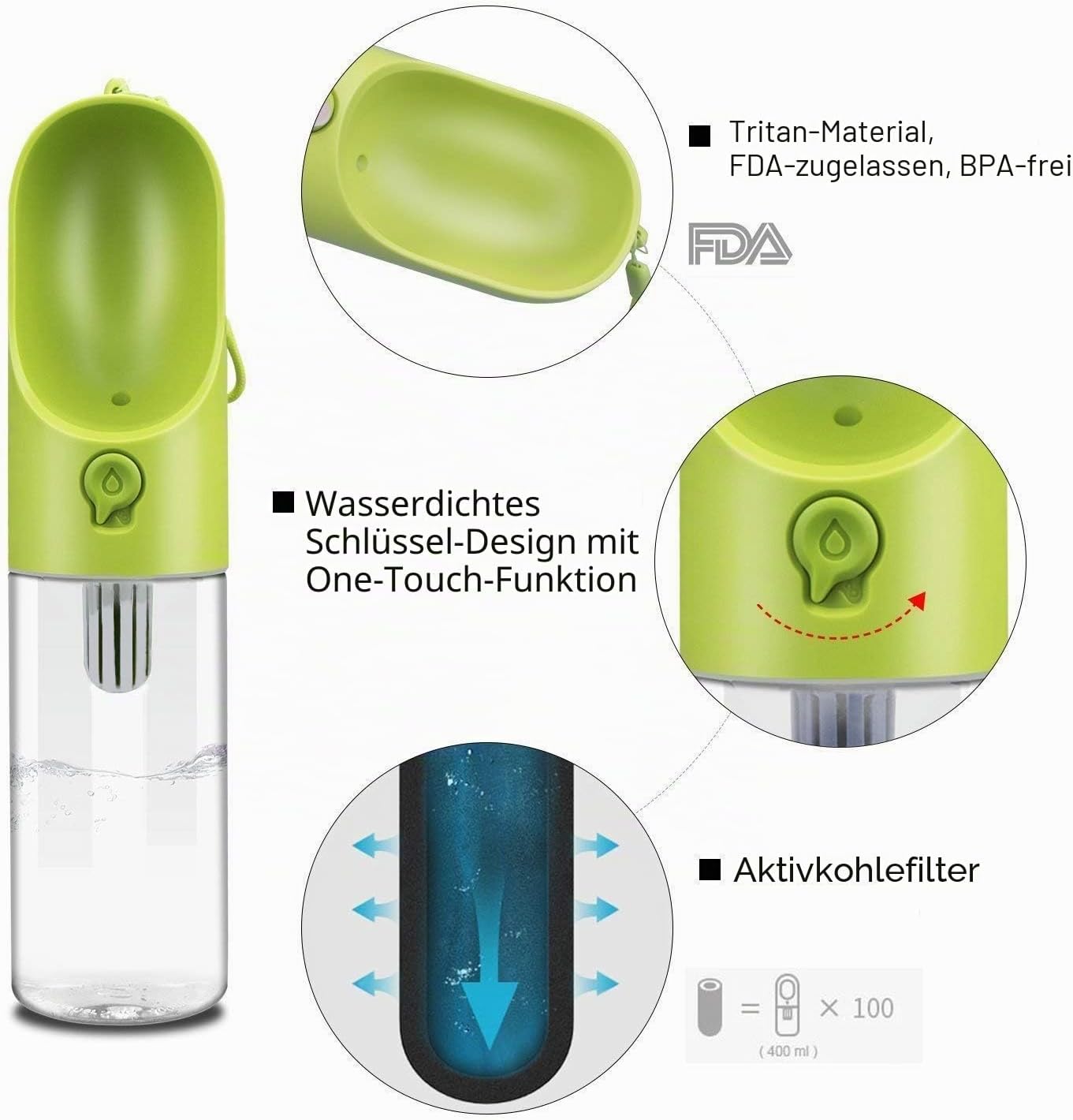 PETKIT Eversweet Hundetrinkflasche faltbar auslaufsicher fuer unterwegs