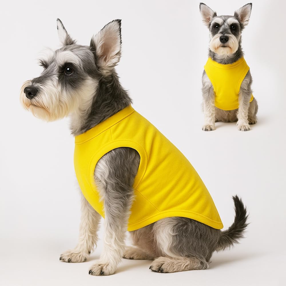 3er Hunde-Shirt Set Baumwolle aermellos Sommer T-Shirt Orange Gelb Hellblau L