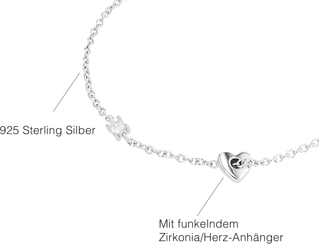 925 Sterling Silber Armband Damen Herz Armschmuck mit Geschenkbox