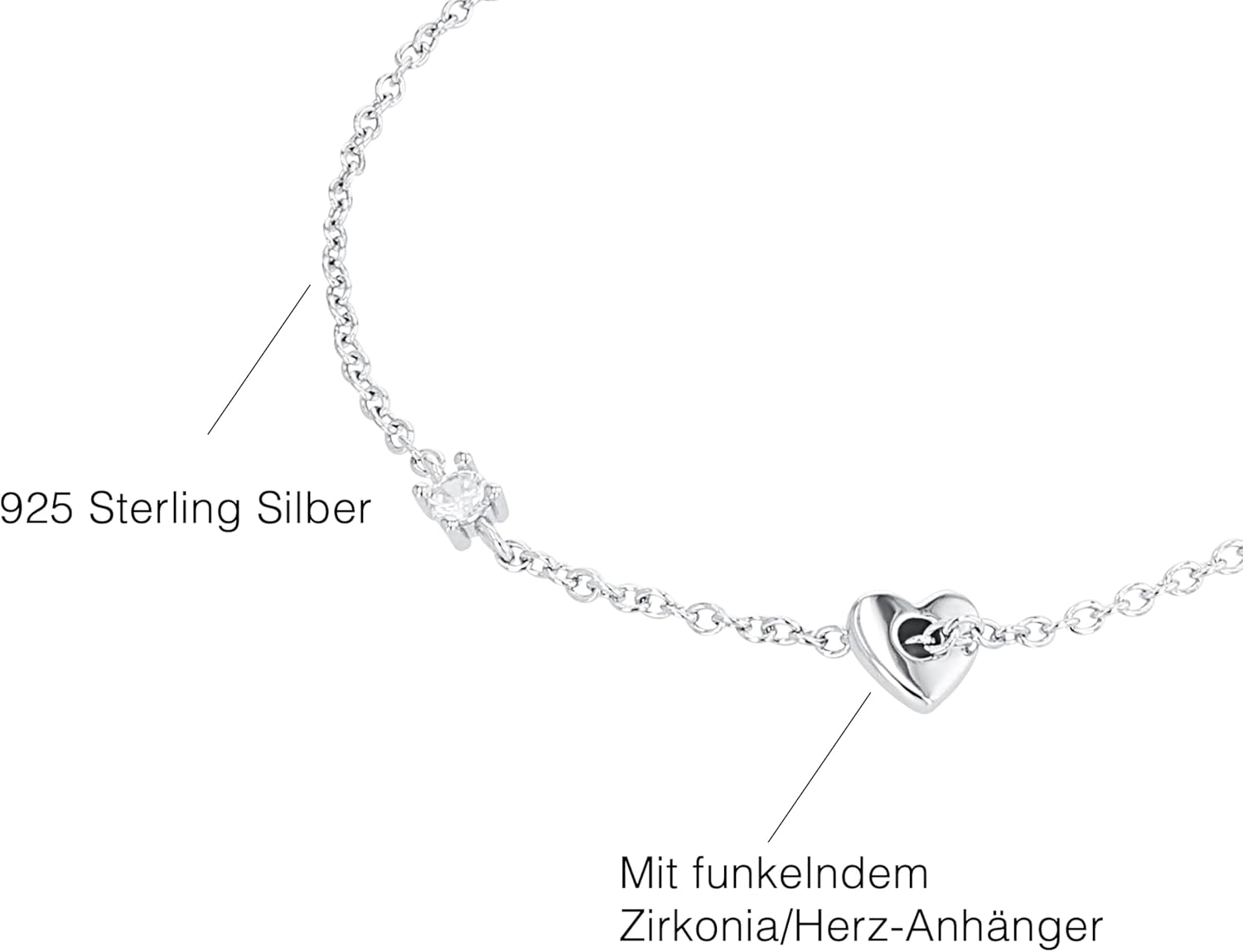 925 Sterling Silber Armband Damen Herz Armschmuck mit Geschenkbox