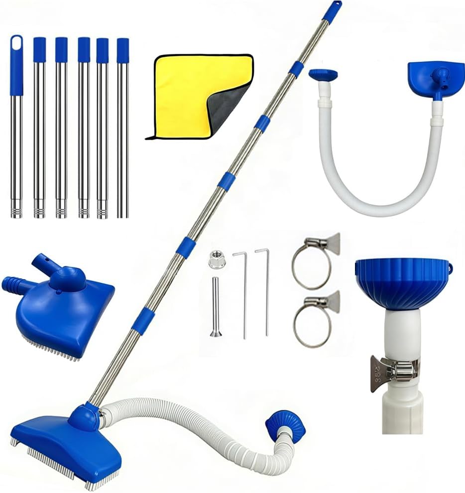 Poolsauger Bodensauger mit Teleskopstange 180 cm, Laubsack, Putztuch, Buerste