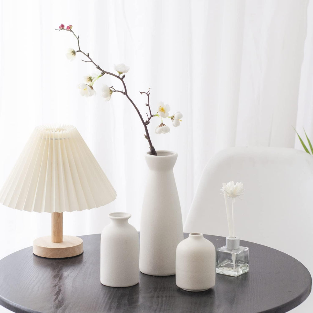CEMABT Keramik Vasen 3er Set kleine Blumenvasen Deko Pampas Natur