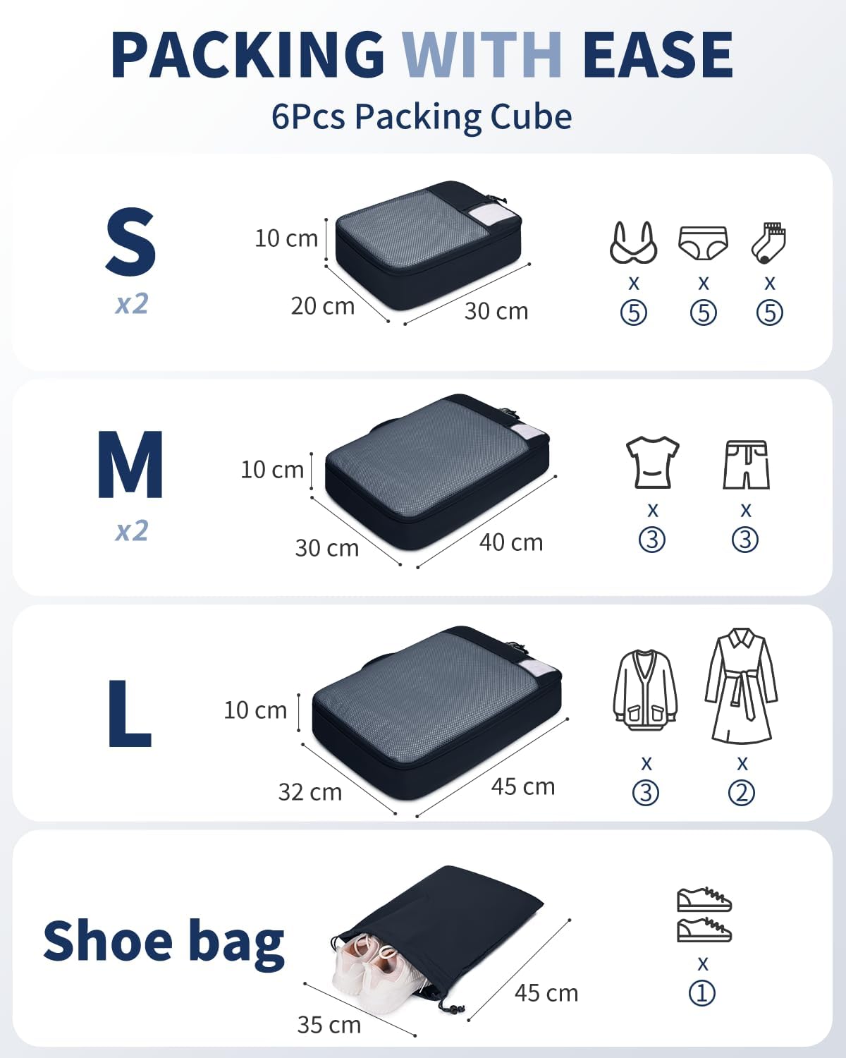 6er Kompressions Packing Cubes Koffer Organizer Reise Set Gruen