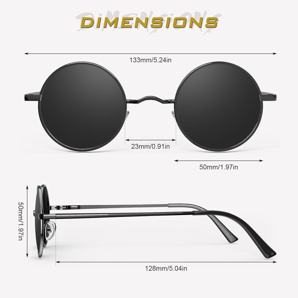 GQUEEN Polarisierte Retro Sonnenbrille rund UV400 Herren Damen MEZ1