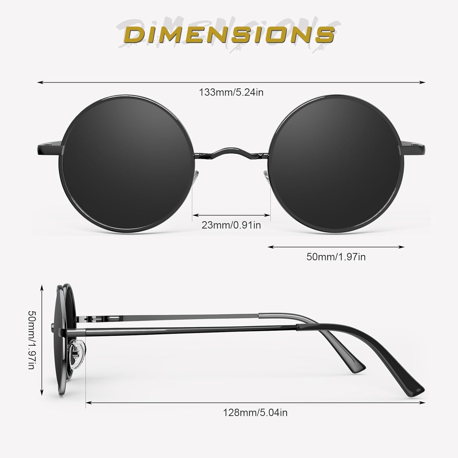 GQUEEN Polarisierte Retro Sonnenbrille rund UV400 Herren Damen MEZ1