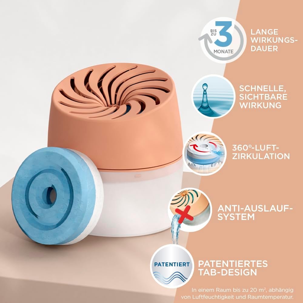 Pattex AERO 360° Luftentfeuchter Peach mit 1 Nachfuelltab Raumluftentfeuchter