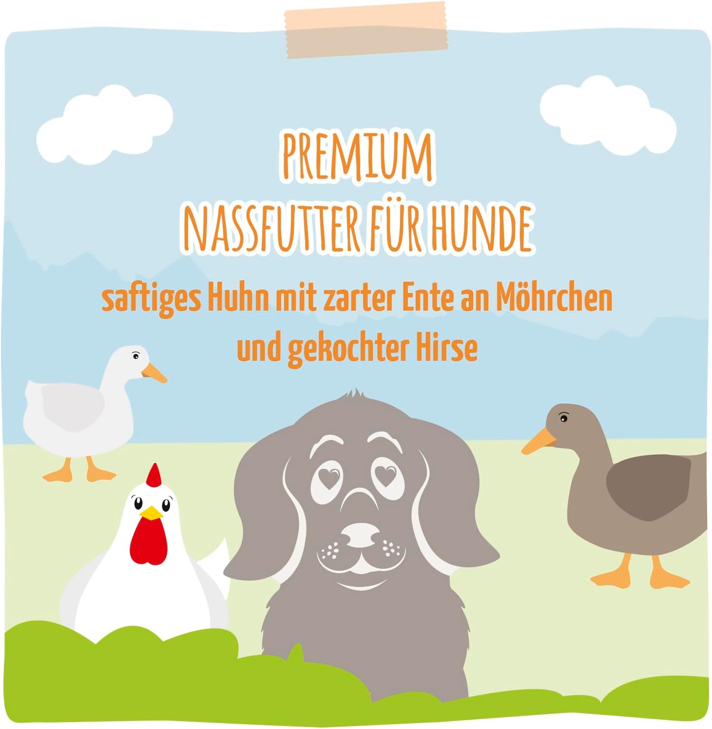 MjAMjAM Nassfutter Hund Huhn & Ente mit Möhren und Hirse 6 x 800 g