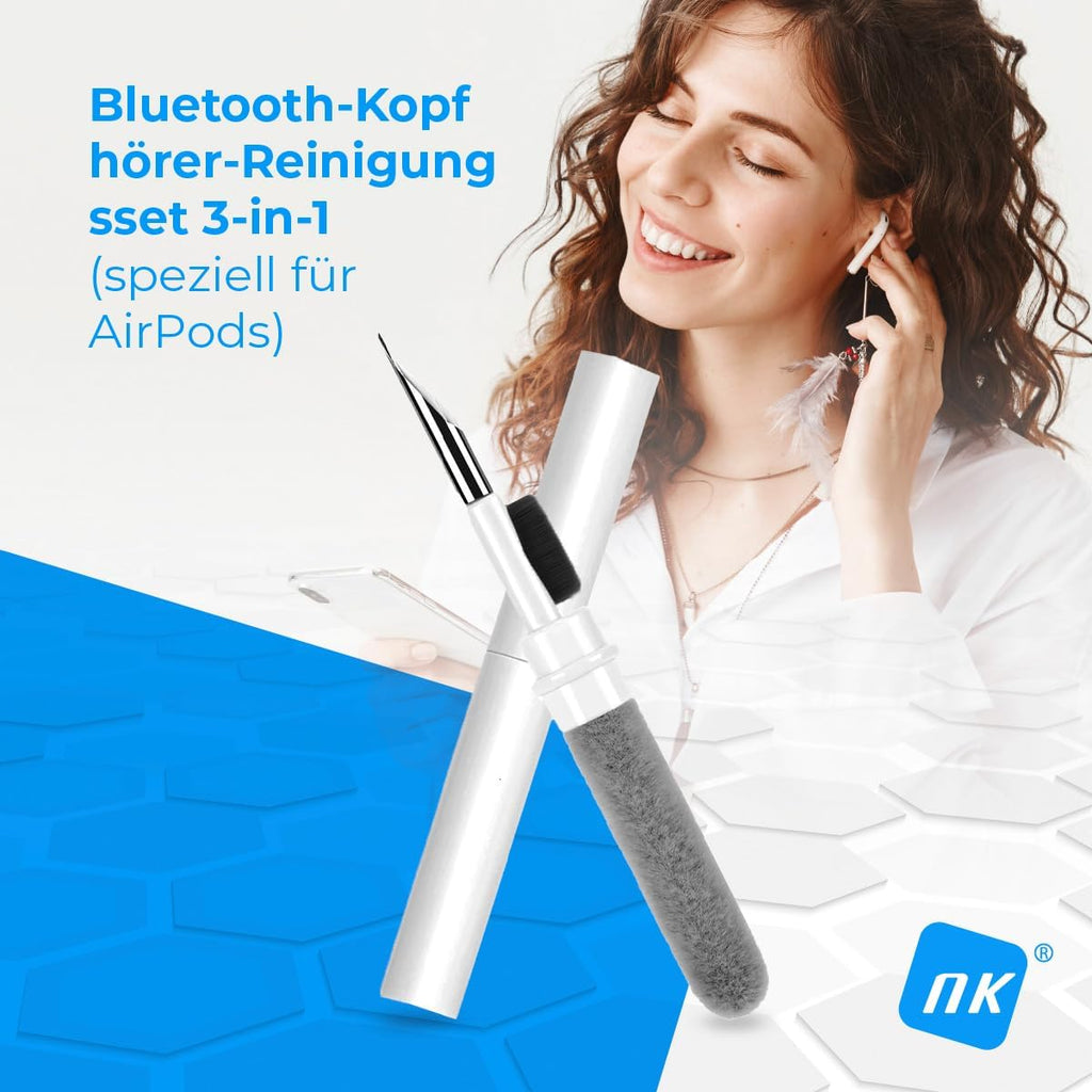 NK 3‑in‑1 Reinigungsset fuer AirPods Kopfhoerer Tastatur Cleaning Kit
