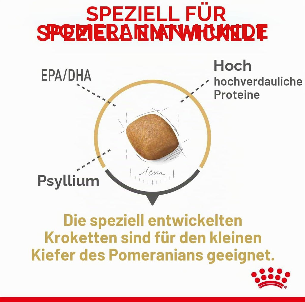 Royal Canin Pomeranian Adult Trockenfutter fuer kleine Hunde, verschiede