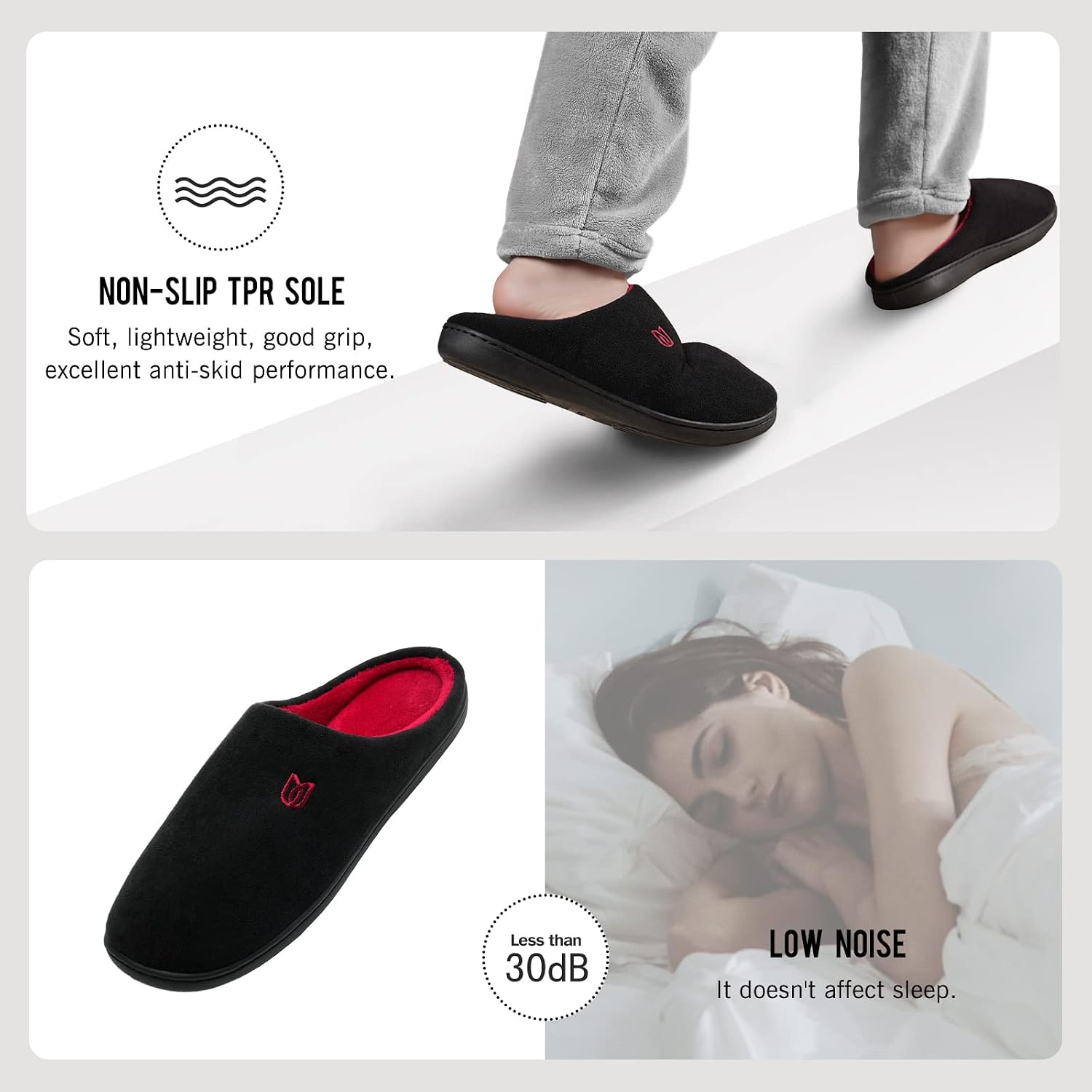 Watelves Hausschuhe mit Memory-Schaum Damen Herren Baumwolle warm