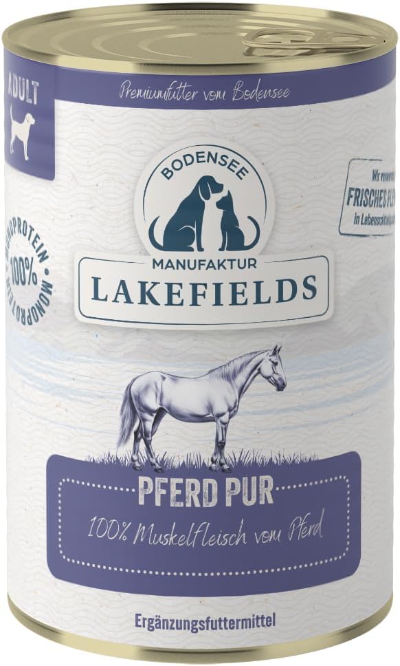 Lakefields Hundefutter Nass Pferd 100% Muskelfleisch 6x400g getreidefrei