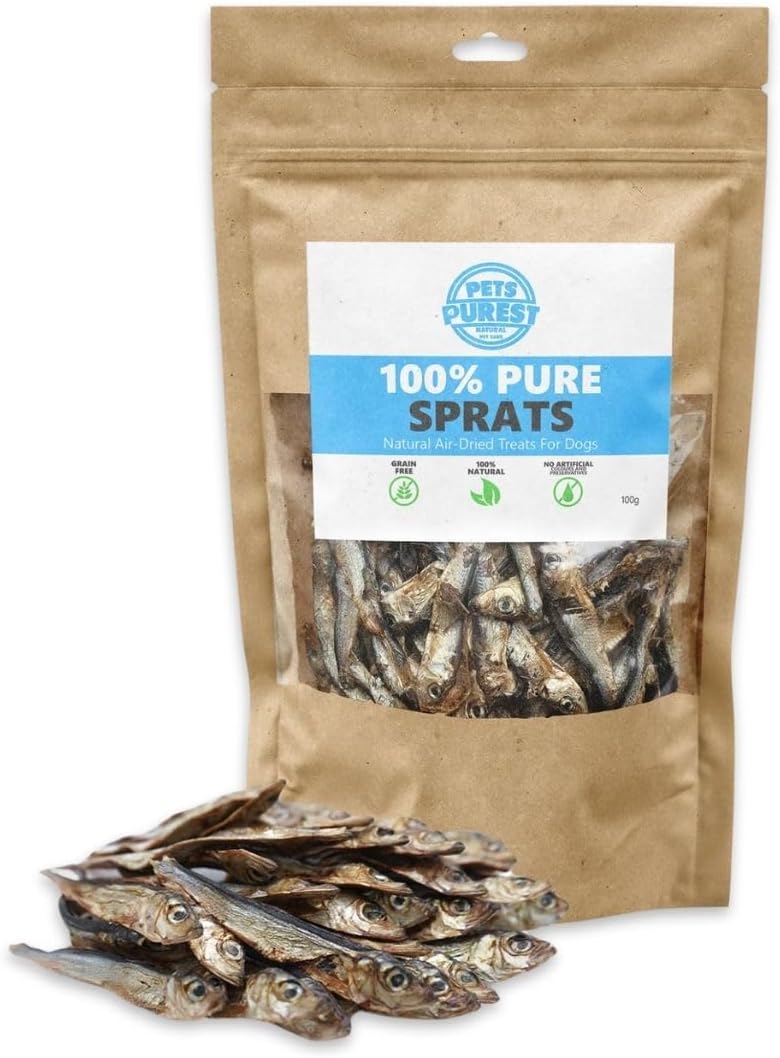 Pets Purest Sprotten 100 g getreidefreier luftgetrockneter Snack für Hund Katze