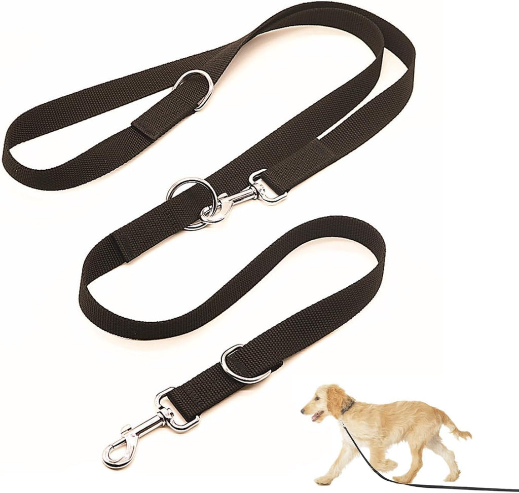 Hundeleine 2,5 cm x 260 cm Schwarz mit Karabinern für große Hunde