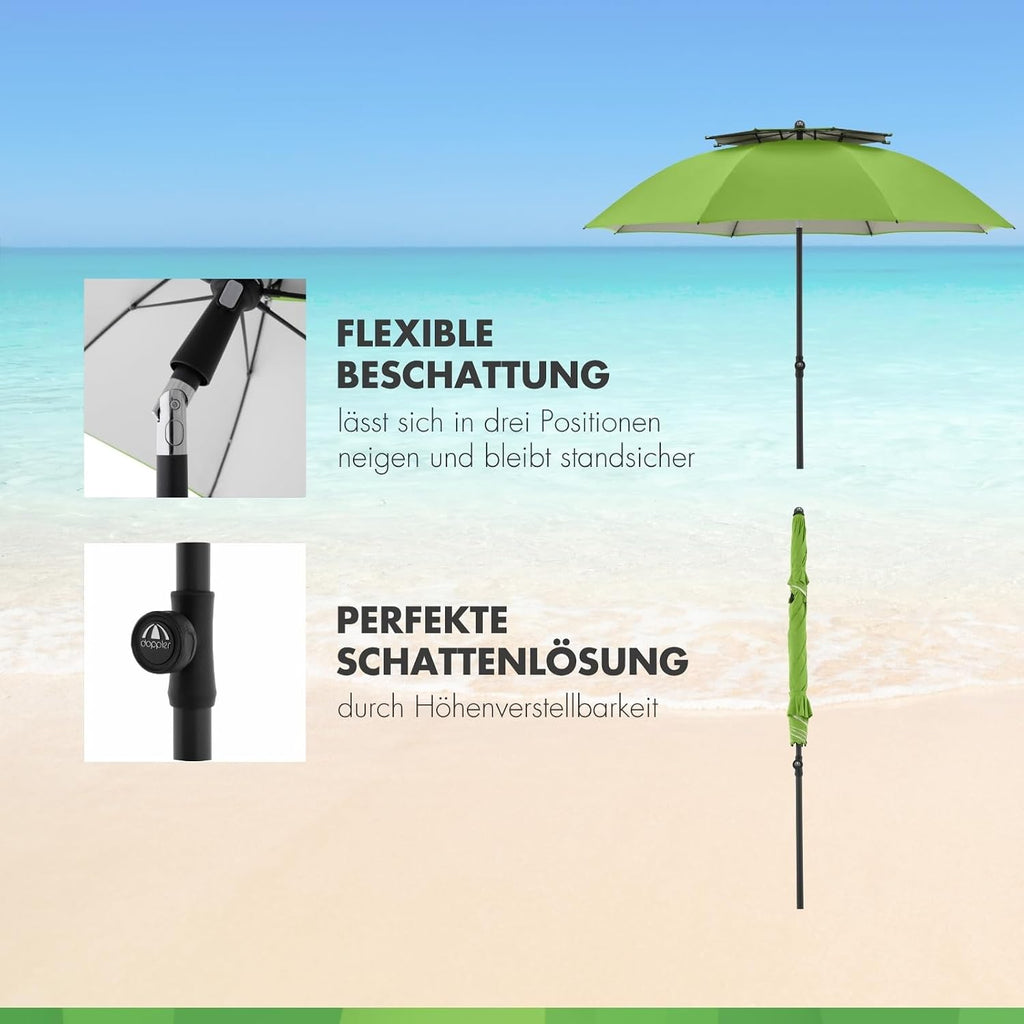 Doppler Strandschirm 200 cm hoehenverstellbar knickbar mit UV-Schutz