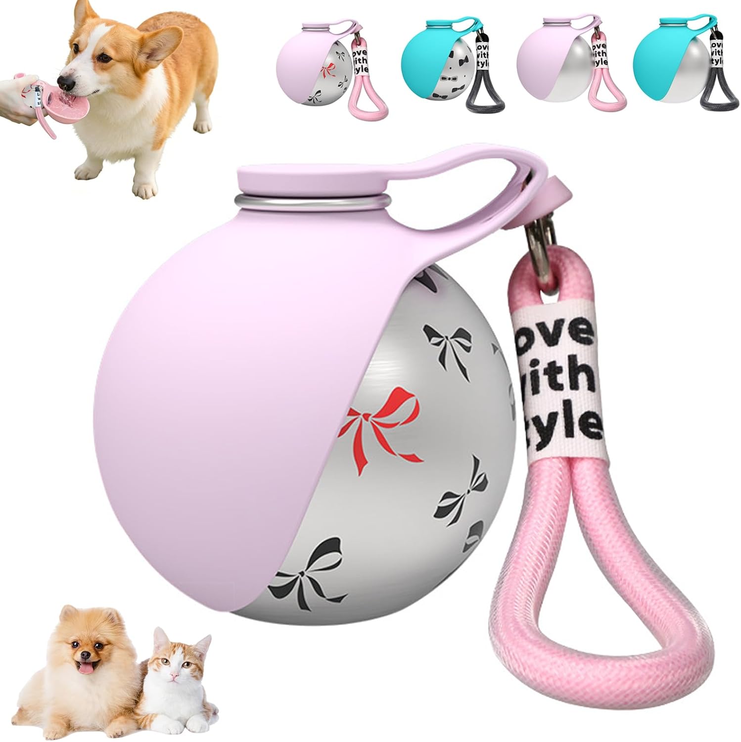 Edelstahl Hundetrinkflasche mit faltbarem Silikonnapf auslaufsicher