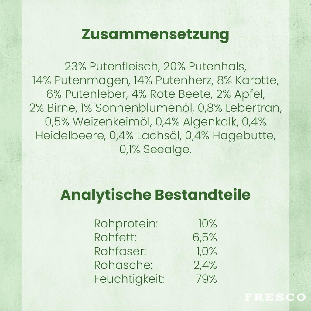 FRESCO Dog NassBARF Rind 12x400g Hundefutter getreidefrei verschiedene Sorten Mo