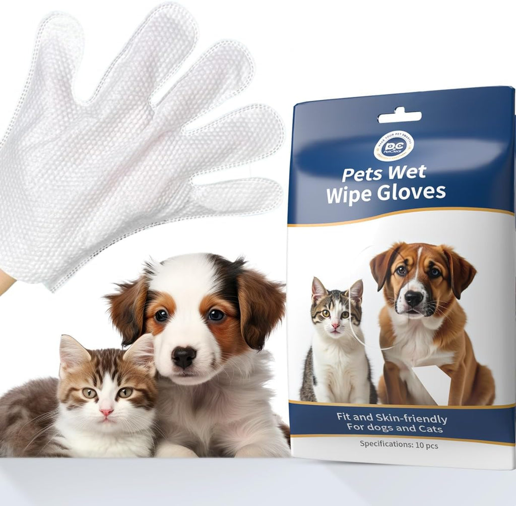 Petclear Fellpflegetuecher Handschuh 10er Pack fuer Hunde und Katzen hypoallergen
