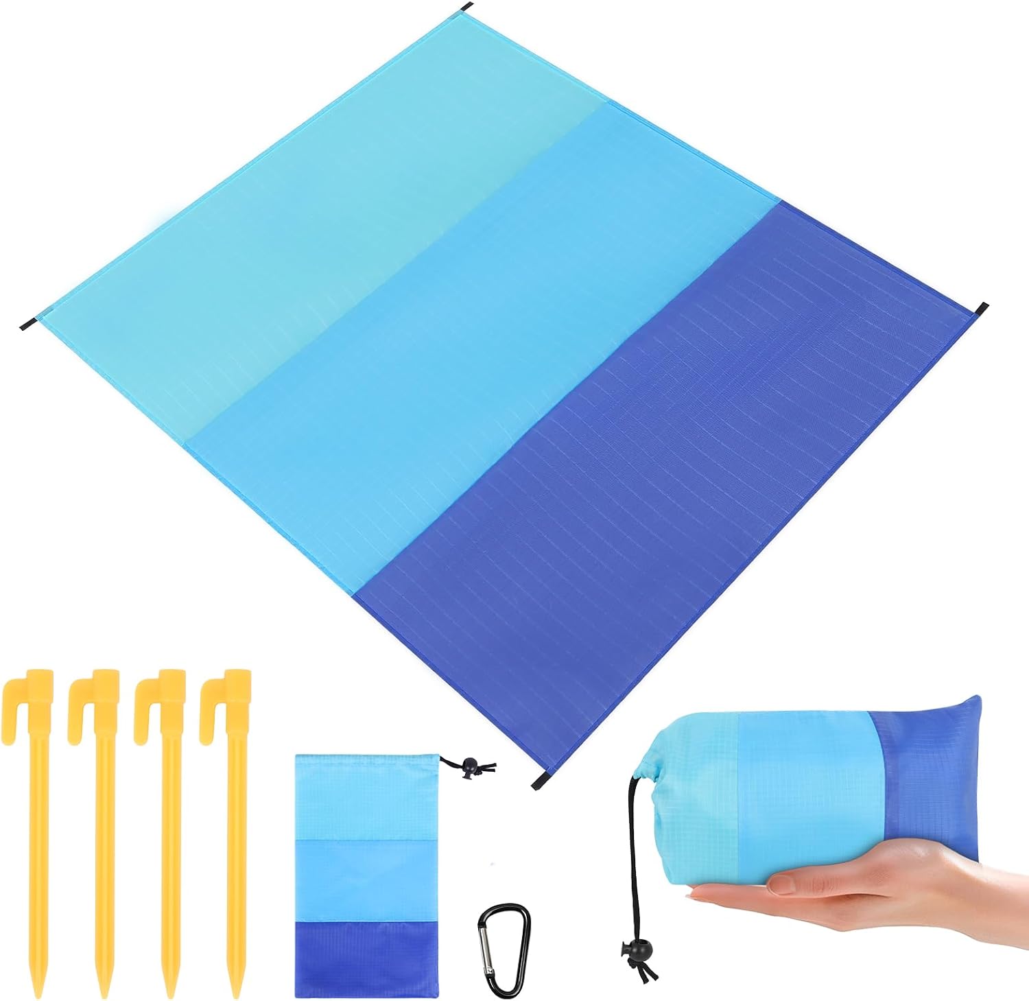 Sandfreie Stranddecke 210x200 cm wasserdicht ultraleicht XXL mit Tragetasche