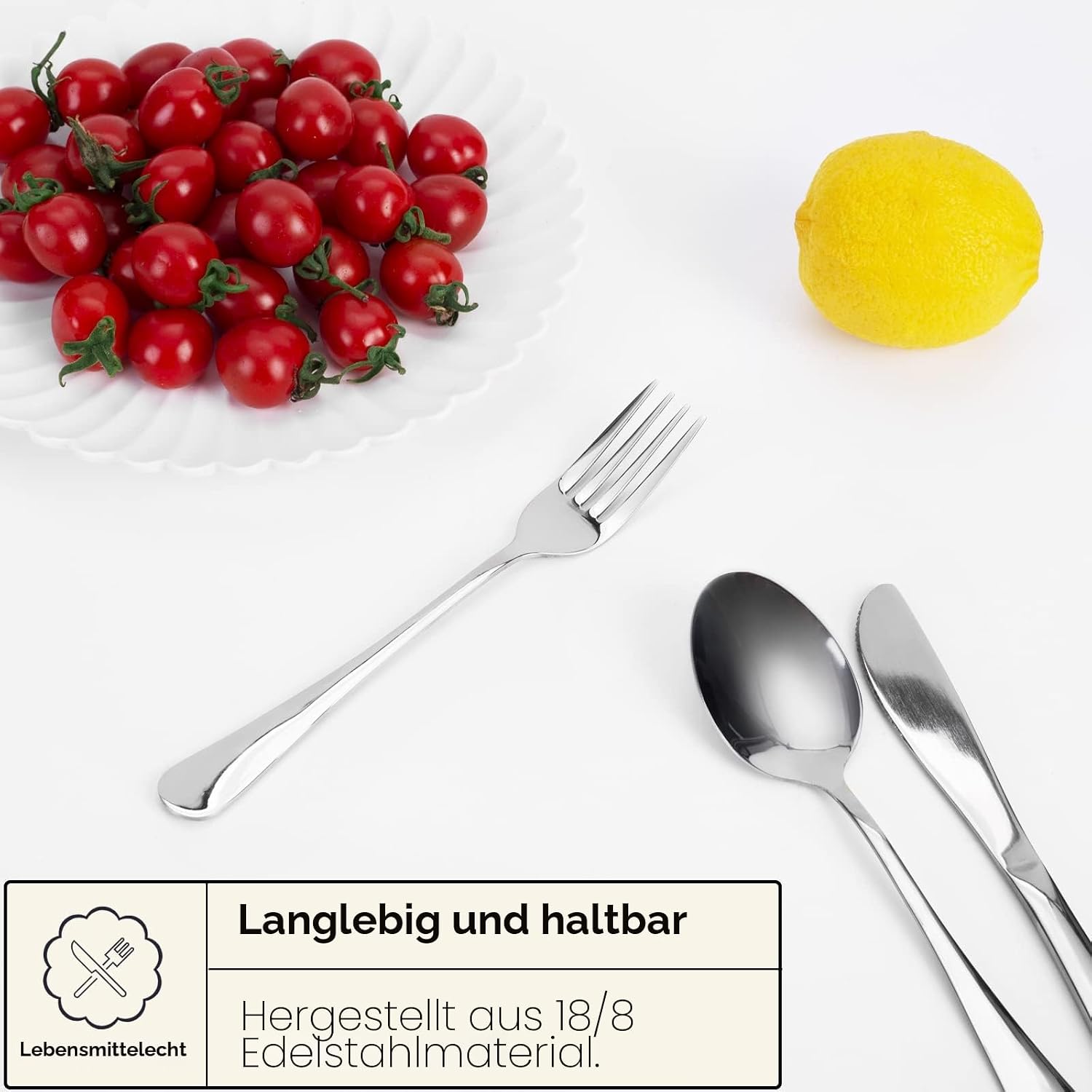Quatish Campingbesteck 5-teilig aus Edelstahl mit Etui Schwarz
