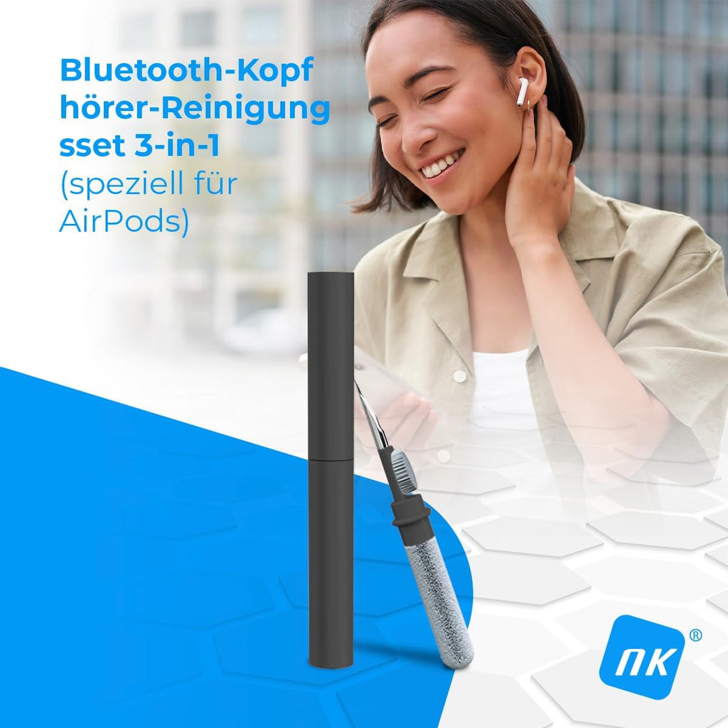NK 3‑in‑1 Reinigungsset fuer AirPods Kopfhoerer Tastatur Cleaning Kit