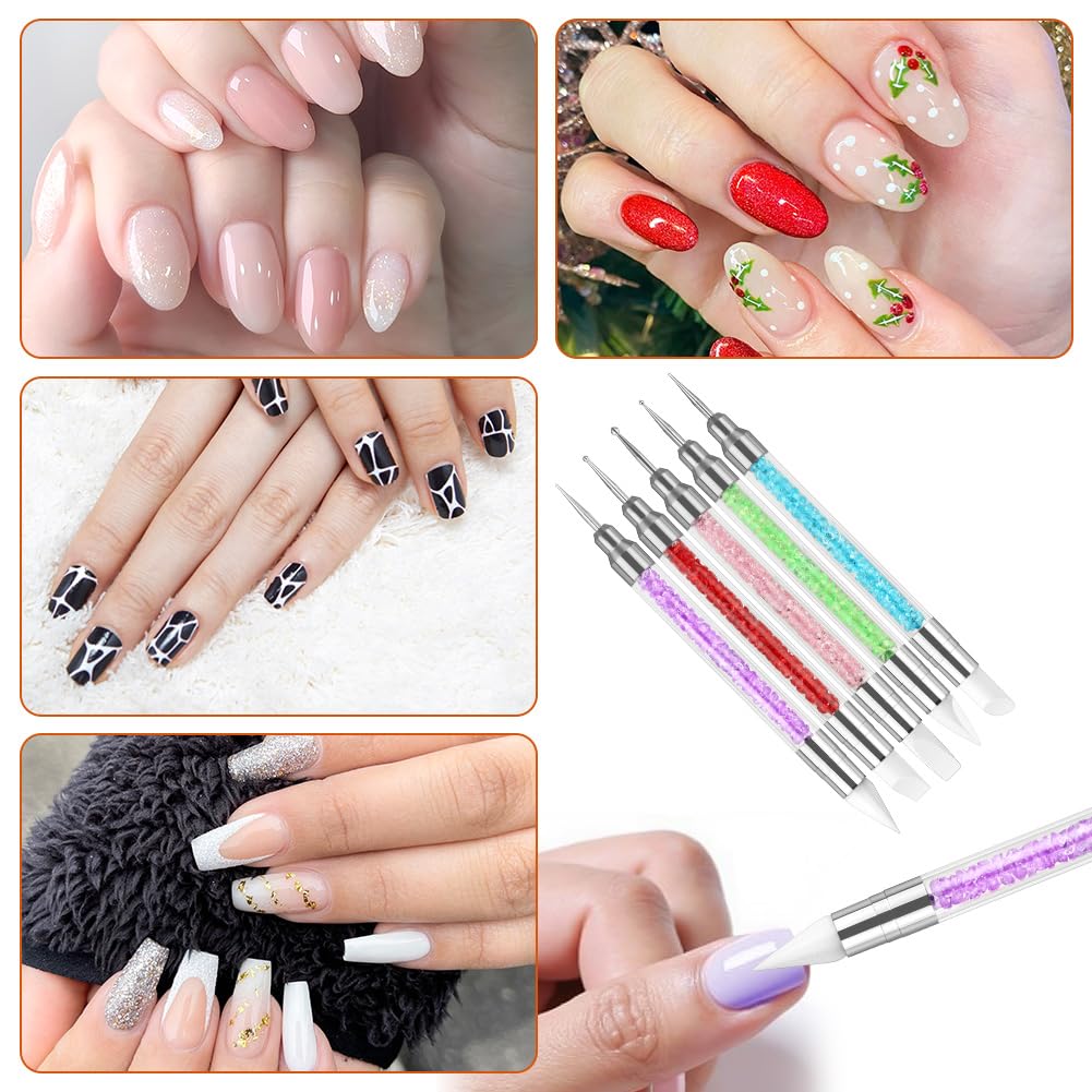 5er Set Silikon Nagelpinsel doppelseitig Modellierpinsel Schwarz