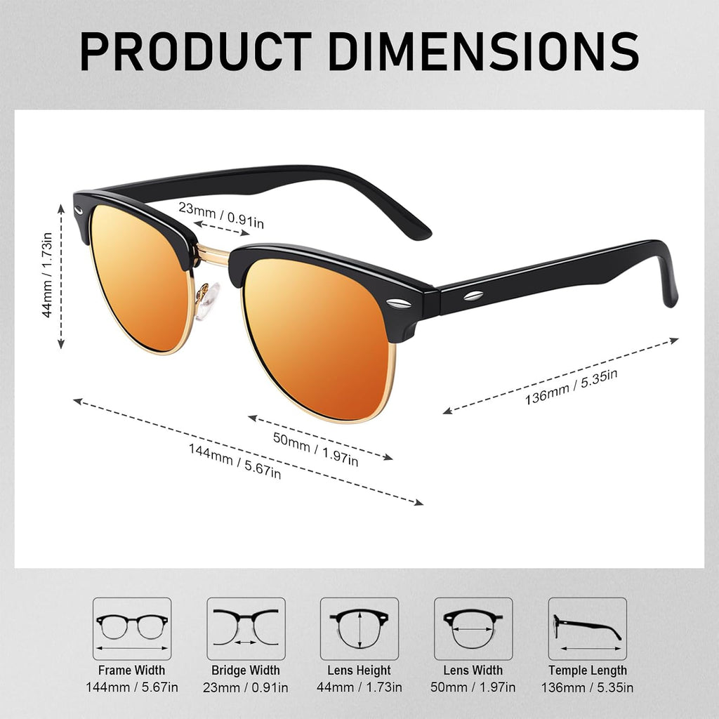 GQUEEN Halbrahmen Sonnenbrille polarisiert Retro Horn Gestell Unisex