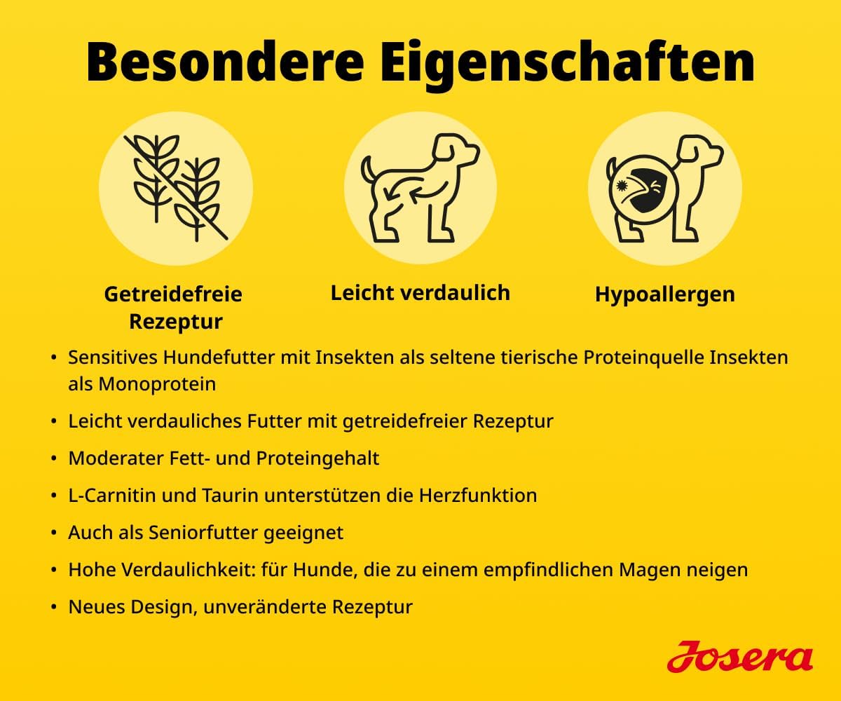 Josera Adult Hypoallergenic Trockenfutter mit Insektenprotein fuer Hunde