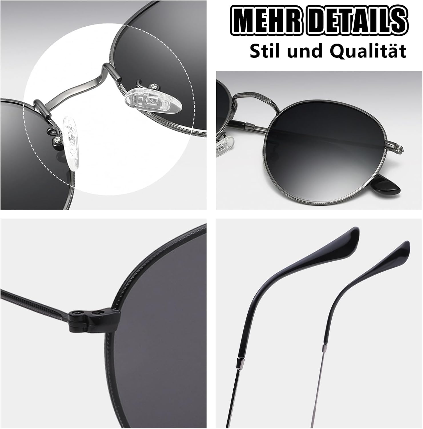 Retro Sonnenbrille rund UV400 polarisiert Herren Damen Vintage Unisex