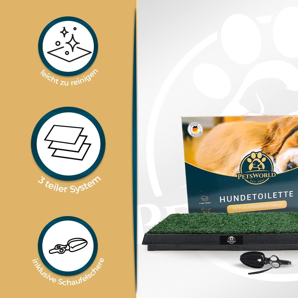 PETSWORLD Hundetoilette Kunstrasen mit Auffangschale für Innen und Außen