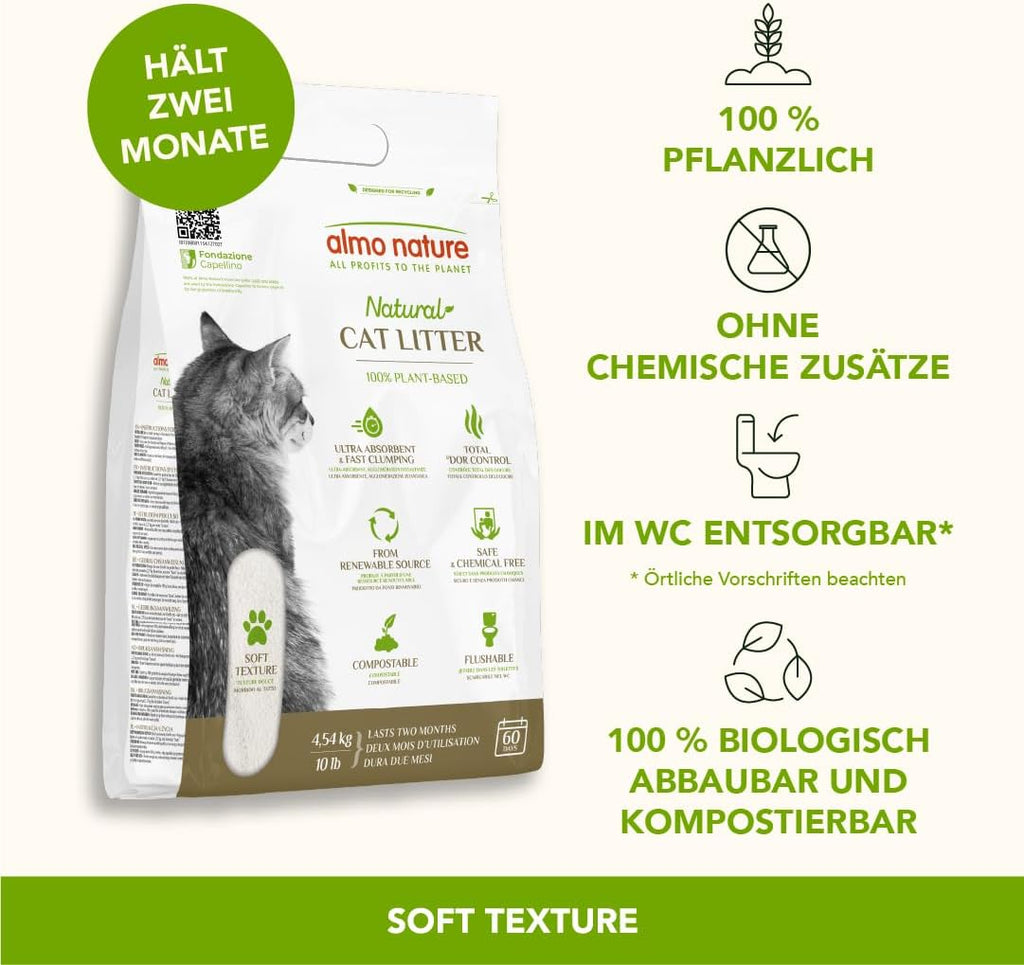 Almo Nature Natural Soft Texture Katzenstreu klumpend 4,54kg biologisch